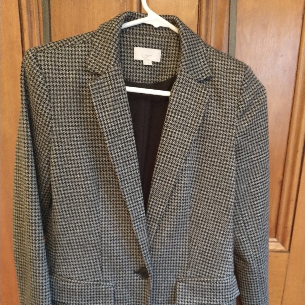 LOFT blazer black and white plaid